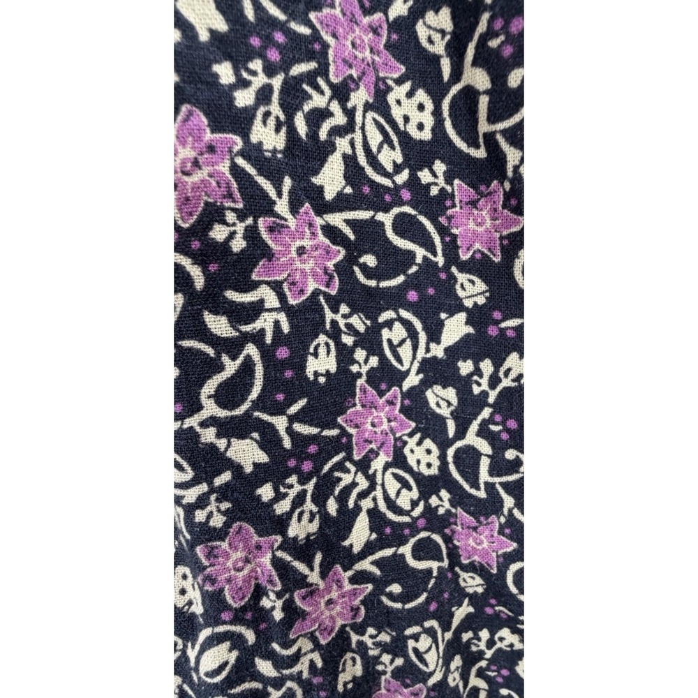 Marine Layer Purple Floral Emlyn Midi Wrap Dress Size XL Hemp Blend - Picture 10 of 11